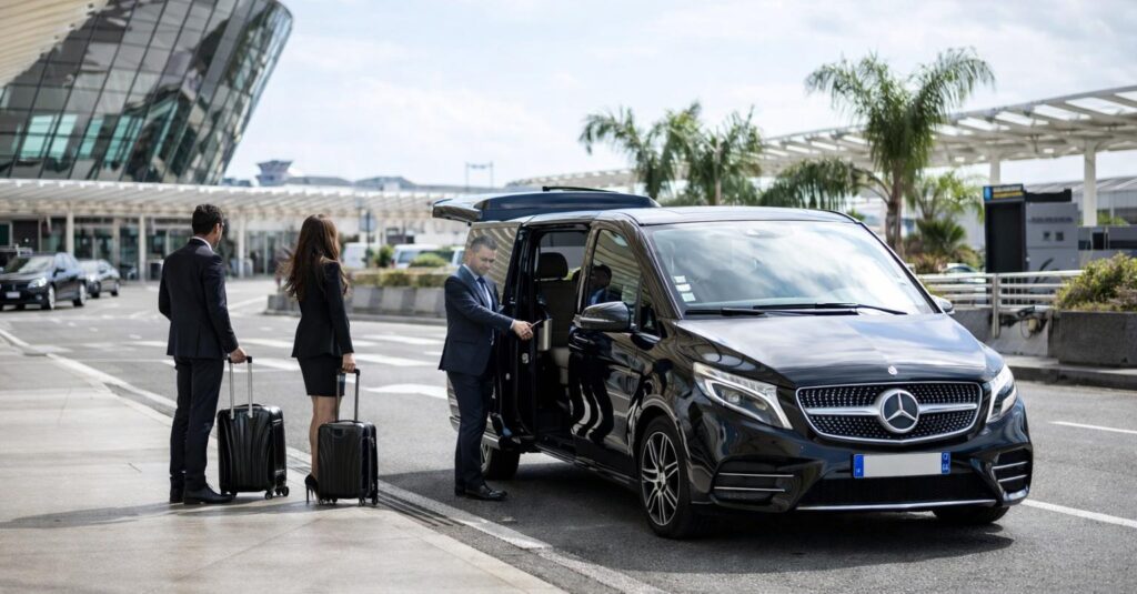 Airport transfer with luxury Mercedes vehicle